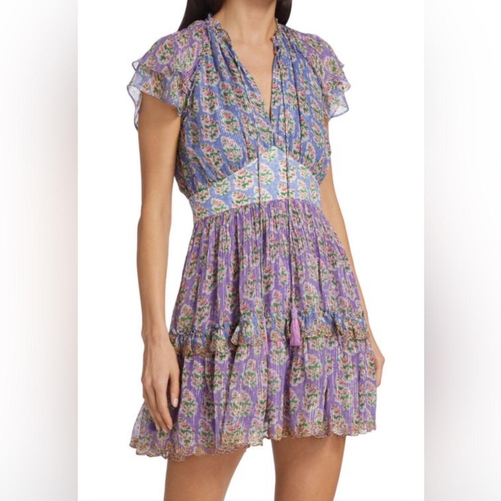 Hemant and Nandita dress sale. Floral mini dress. Size medium. Tiered dress